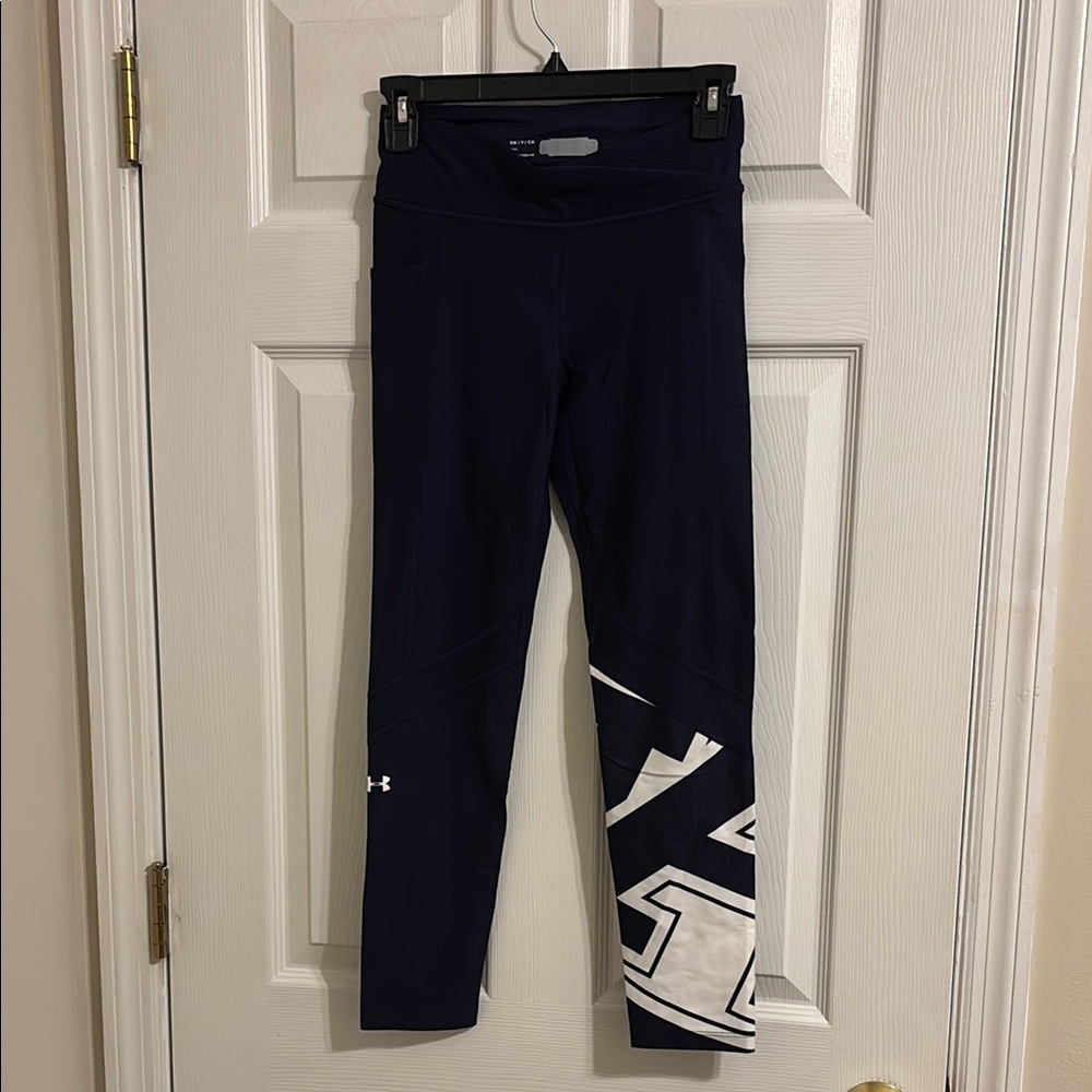 Auburn Under Armour Navy Leggings | Crossover Waistband & Bold Graphic
